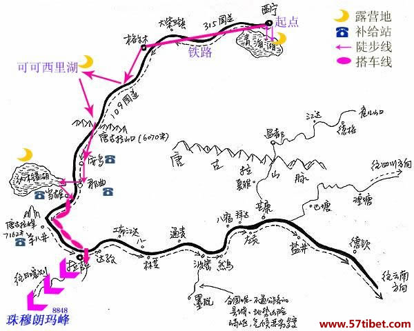 西藏徒步地图-西藏徒步线路攻略图